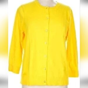 ISAAC MIZRAHI LIVE ESSENTIALS 2X BRIGHT YELLOW NWOT XARDIGAN SWEATER. BUTTON UP